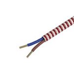 Textiel omwikkelde kabel 1,5 meter rood/wit - Afbeelding 2