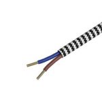 Textiel omwikkelde kabel 1,5 meter zwart/wit - Afbeelding 2