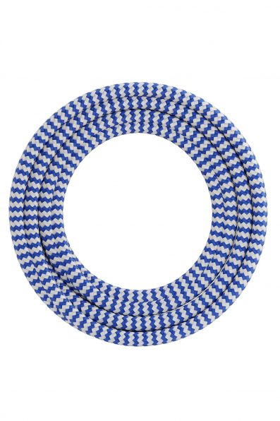 Textiel omwikkelde kabel 1,5 meter blauw/wit