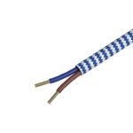 Textiel omwikkelde kabel 1,5 meter blauw/wit - Afbeelding 2